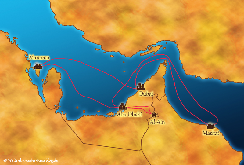 Reiseroute der Orient-Kreuzfahrt