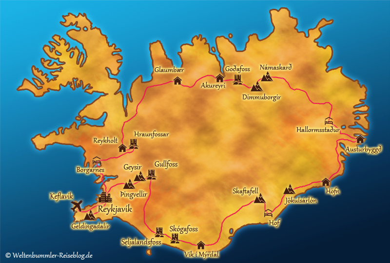 die_juwelen_islands - Island-Karte-Reiseverlauf