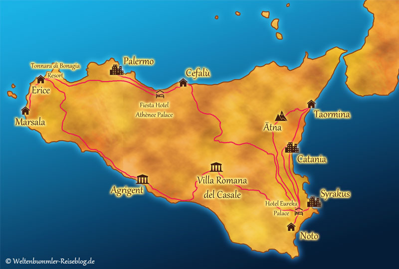 Die Route der Sizilien-Rundreise