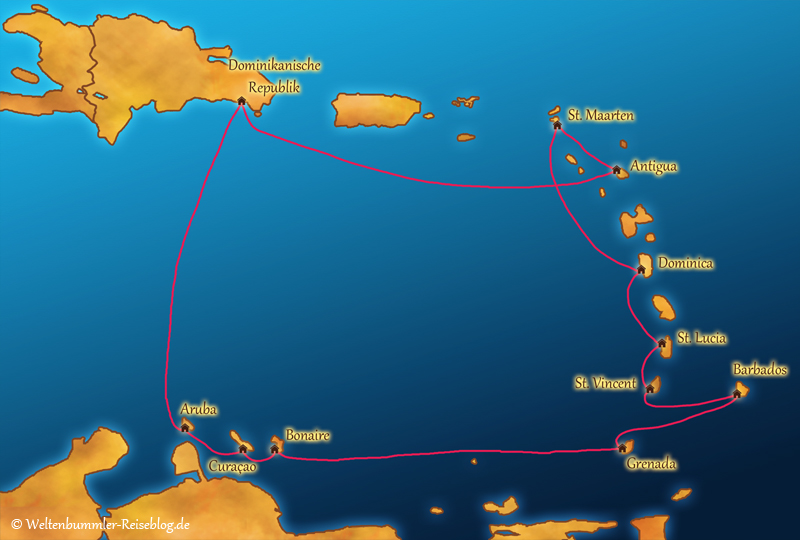 AIDA Karibik - Reiseverlauf AIDA Karibik Kreuzfahrt